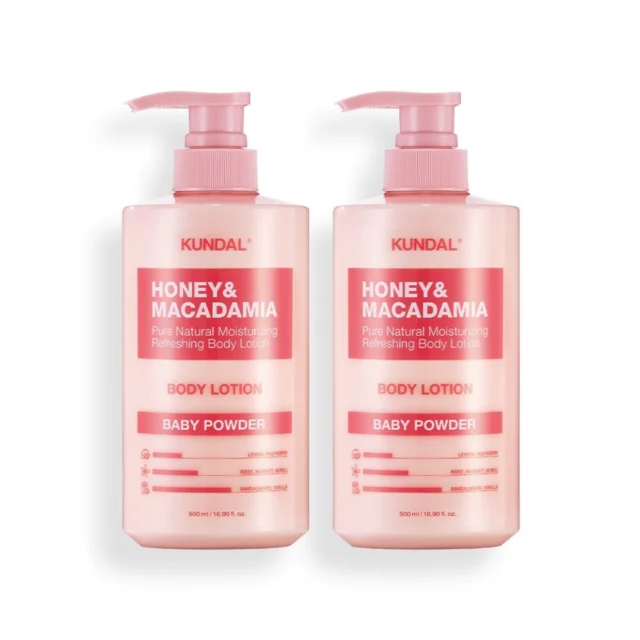 쿤달 허니 앤 마카다미아 퓨어 바디로션 2개 세트 베이비파우더 500ml
