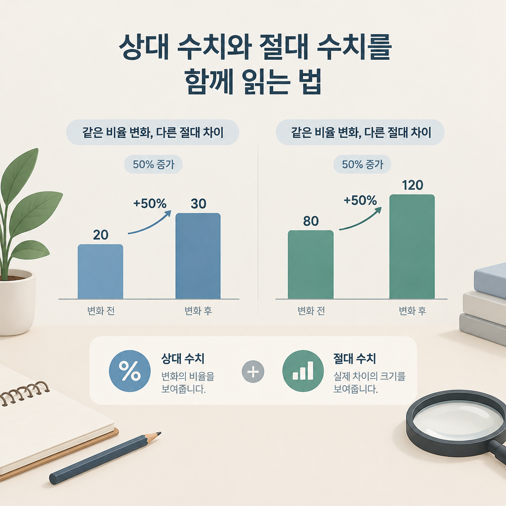 AI 생성 설명 이미지 1: 안산한의원 건강정보, 상대 수치와 절대 수치를 함께 읽는 법