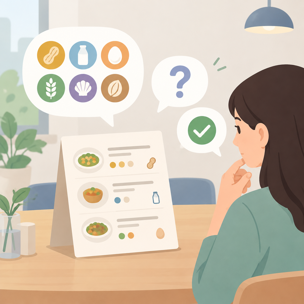 AI 생성 설명 이미지 1: 안산일동맛집 식사 전, 음식 알레르기는 어떻게 전달해야 할까?